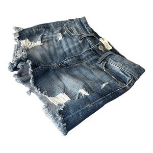 Mudd Flex Stretch High Rise Shortie Juniors Distressed Cut off Denim Shorts